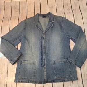 Chico's Women's Jean Jacket Size 2 Denim Vintage Snap up